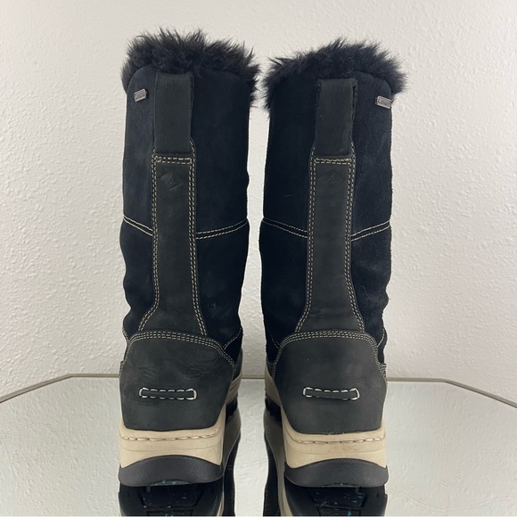 SPERRY Black Suede Faux Fur Powder Valley Vibram Sole Mid Calf Waterproof Boots - Picture 6 of 14